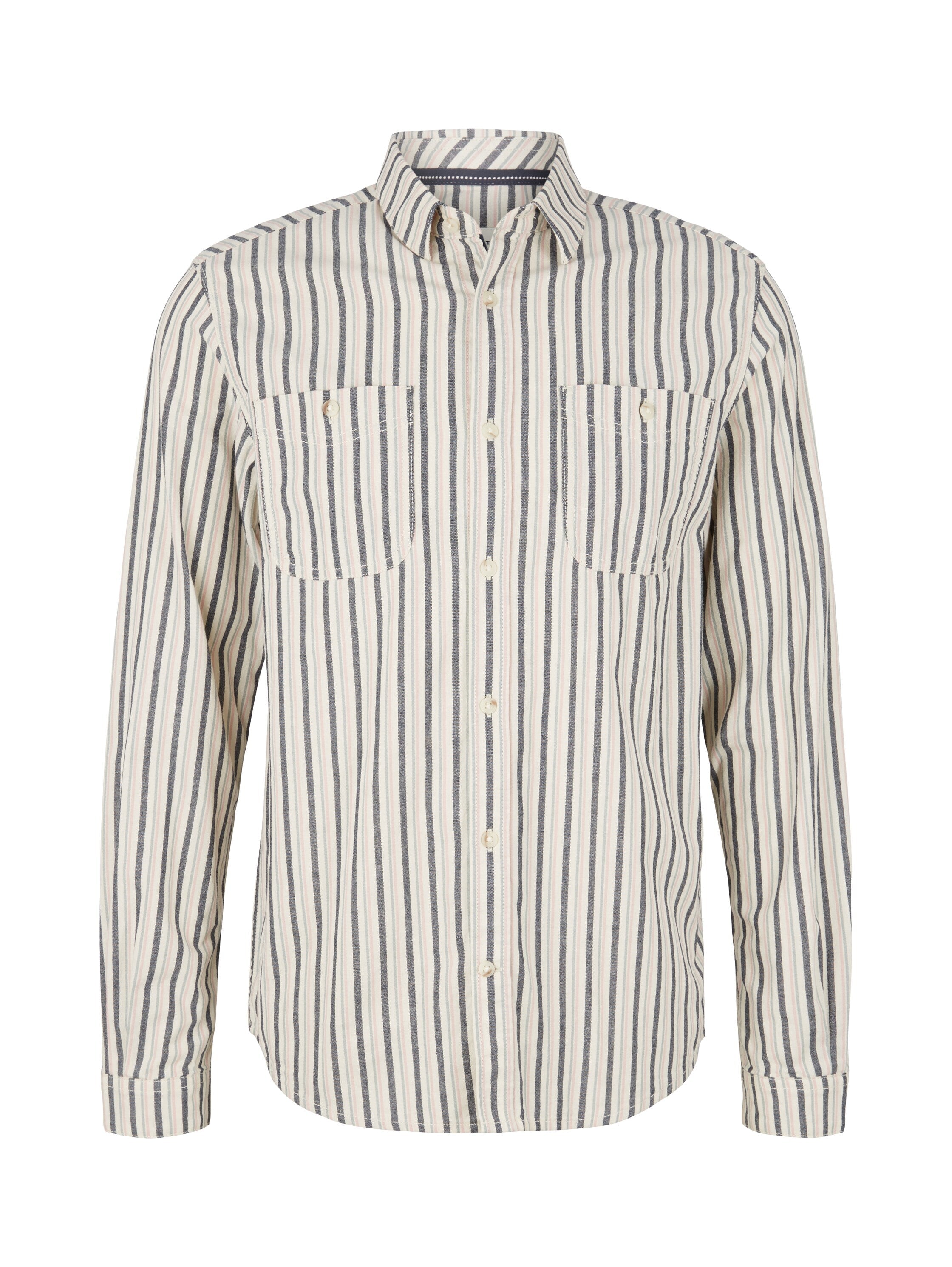 White Stripe Pattern Long Sleeve Shirt Tom Tailor