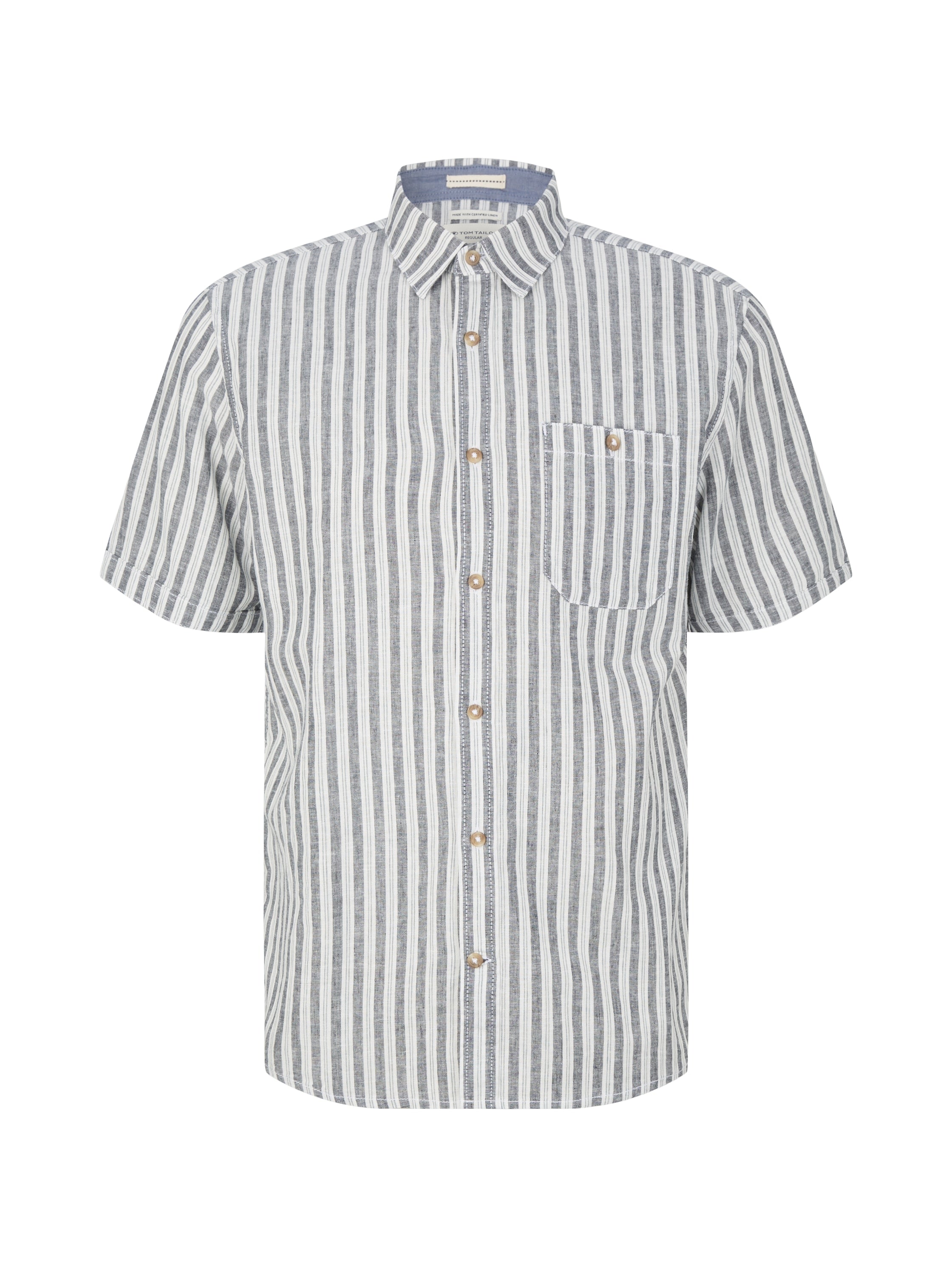 White Stripe Pattern Short Sleeve Shirt