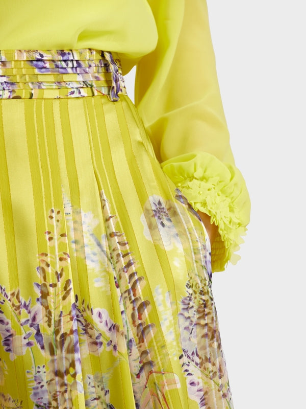 Wide Pants With Wisteria Print