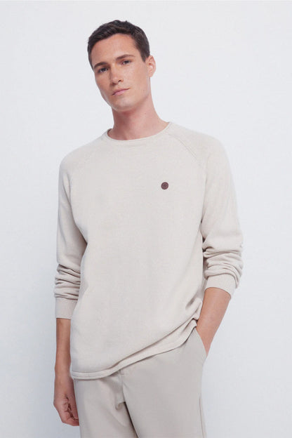 Springfield_Beige_Plain Neck -Neck Jumper_0032270_50_01