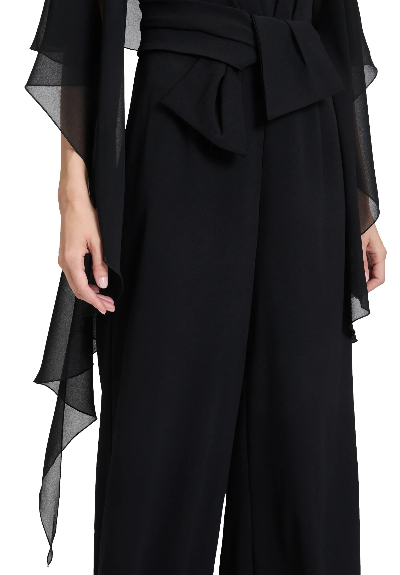 Vera Mont Jet Black Women Chiffon Stole with Flounce SKU: 0071-4825_9042 Image 05