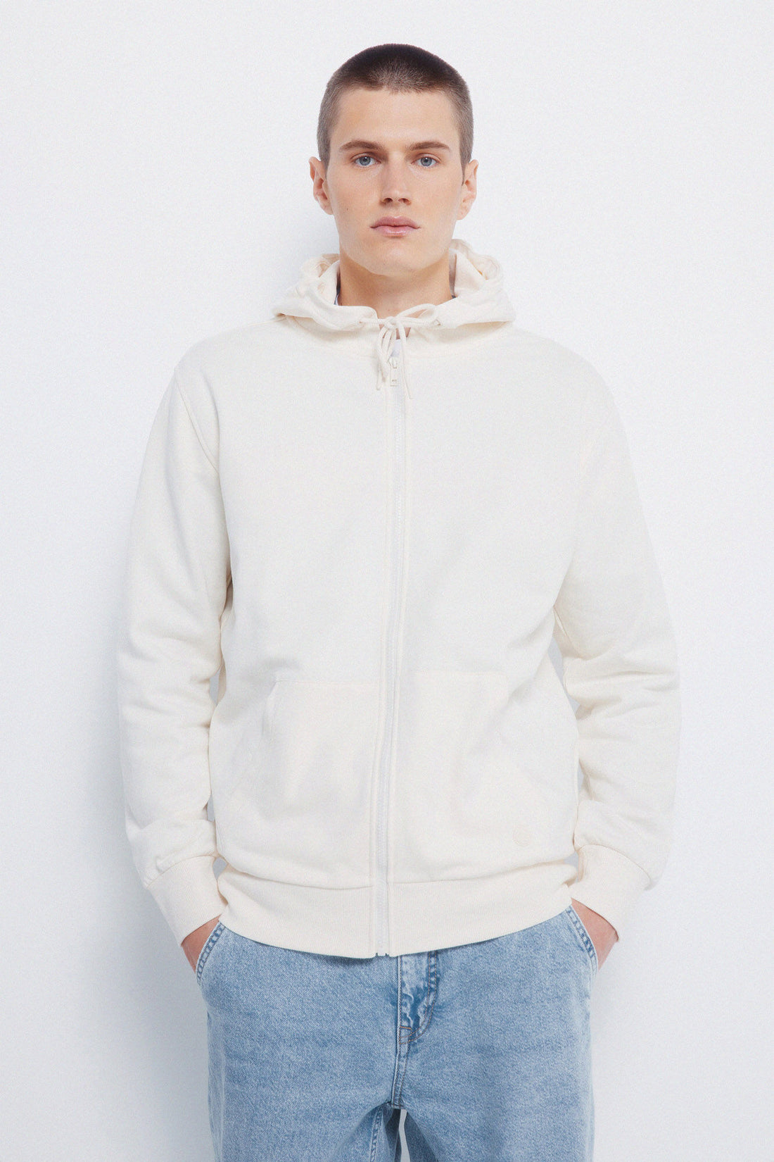 Springfield_White_Sweatshirt Hood with Zip Fastening_0092097_97_01