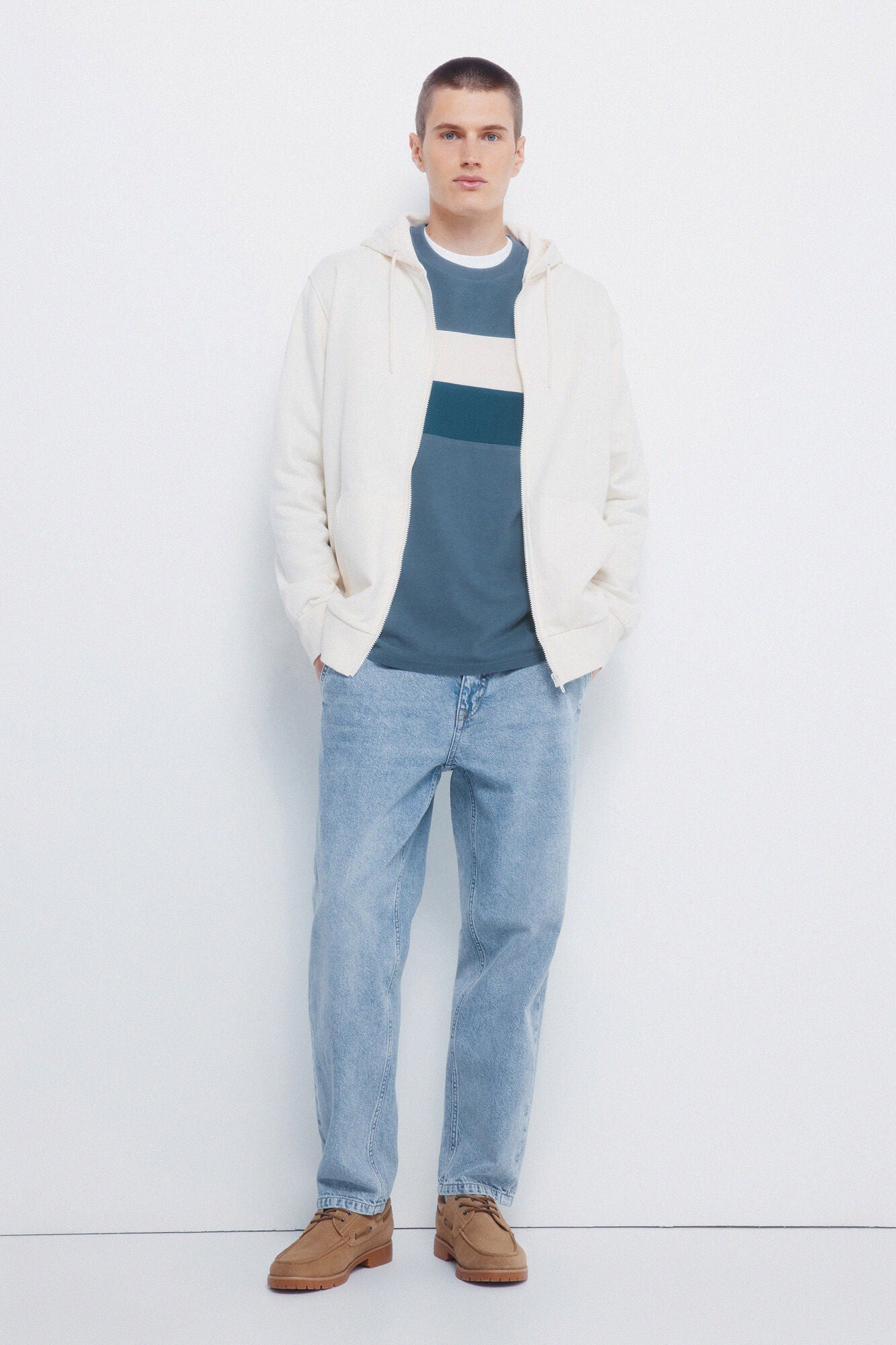 Springfield_White_Sweatshirt Hood with Zip Fastening_0092097_97_03