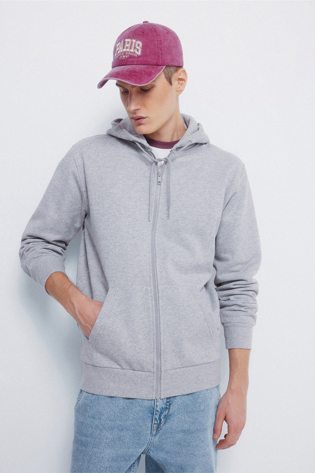 Springfield_Medium Grey_Sweatshirt Hood with Zip Fastening_0092108_46_01