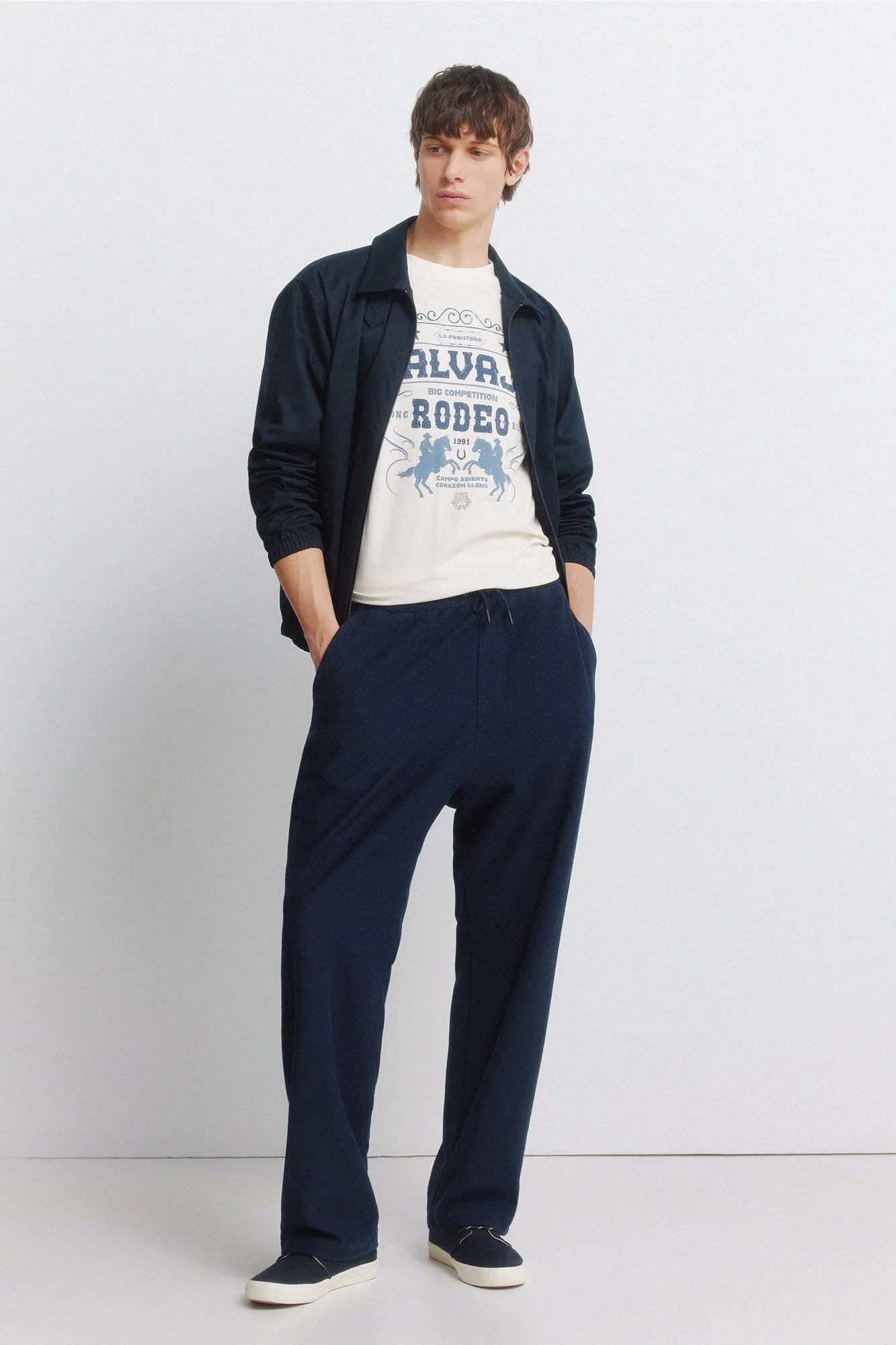 Springfield Blue Men Straight Jogger Trousers SKU: 0093188_12 Image 01