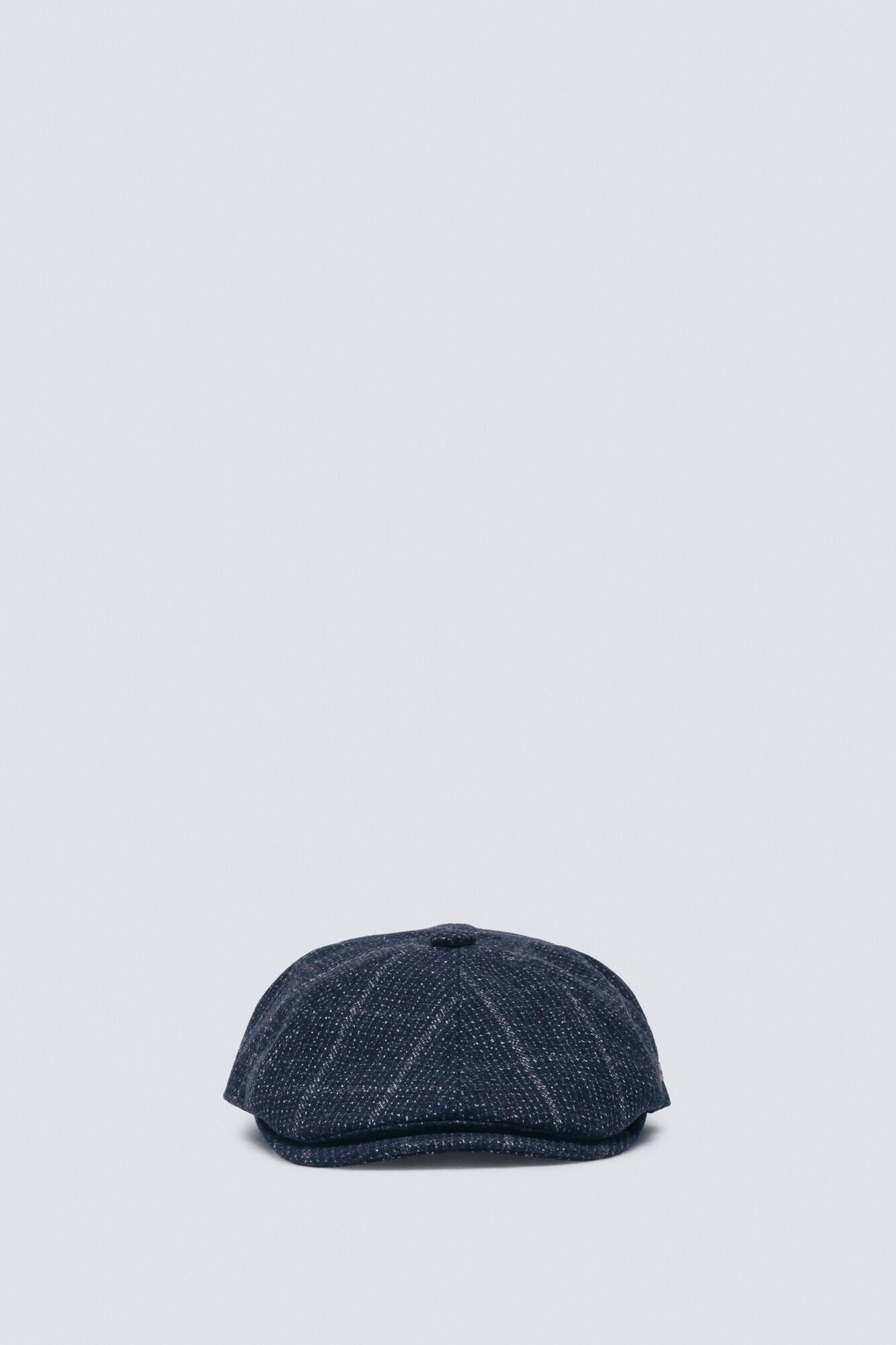 Springfield_Dark Blue_Blue Wool Blend Herringbone Flat Cap_0122836_11_03