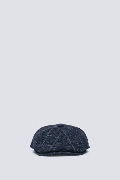 Springfield_Dark Blue_Blue Wool Blend Herringbone Flat Cap_0122836_11_03