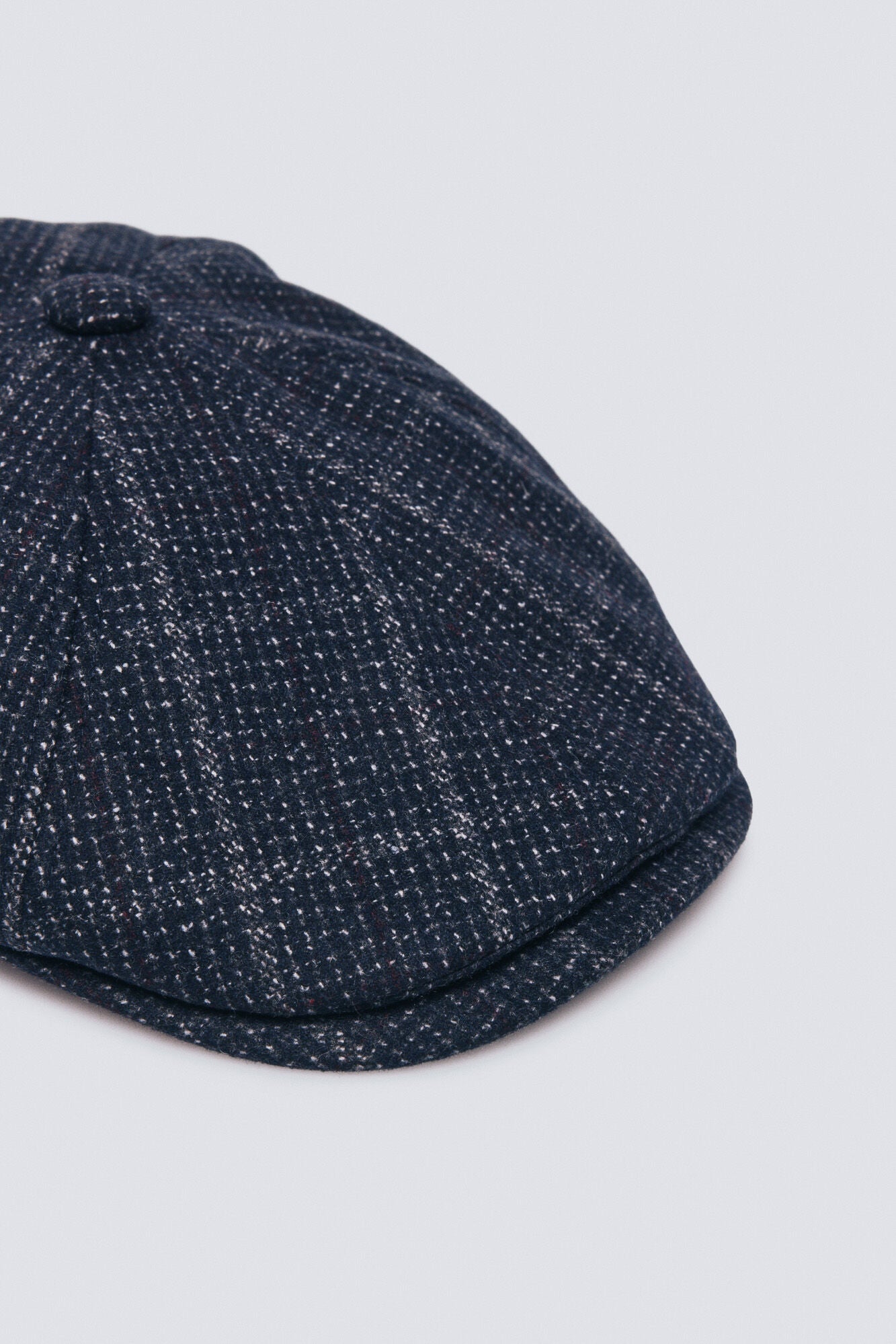 Springfield_Dark Blue_Blue Wool Blend Herringbone Flat Cap_0122836_11_06