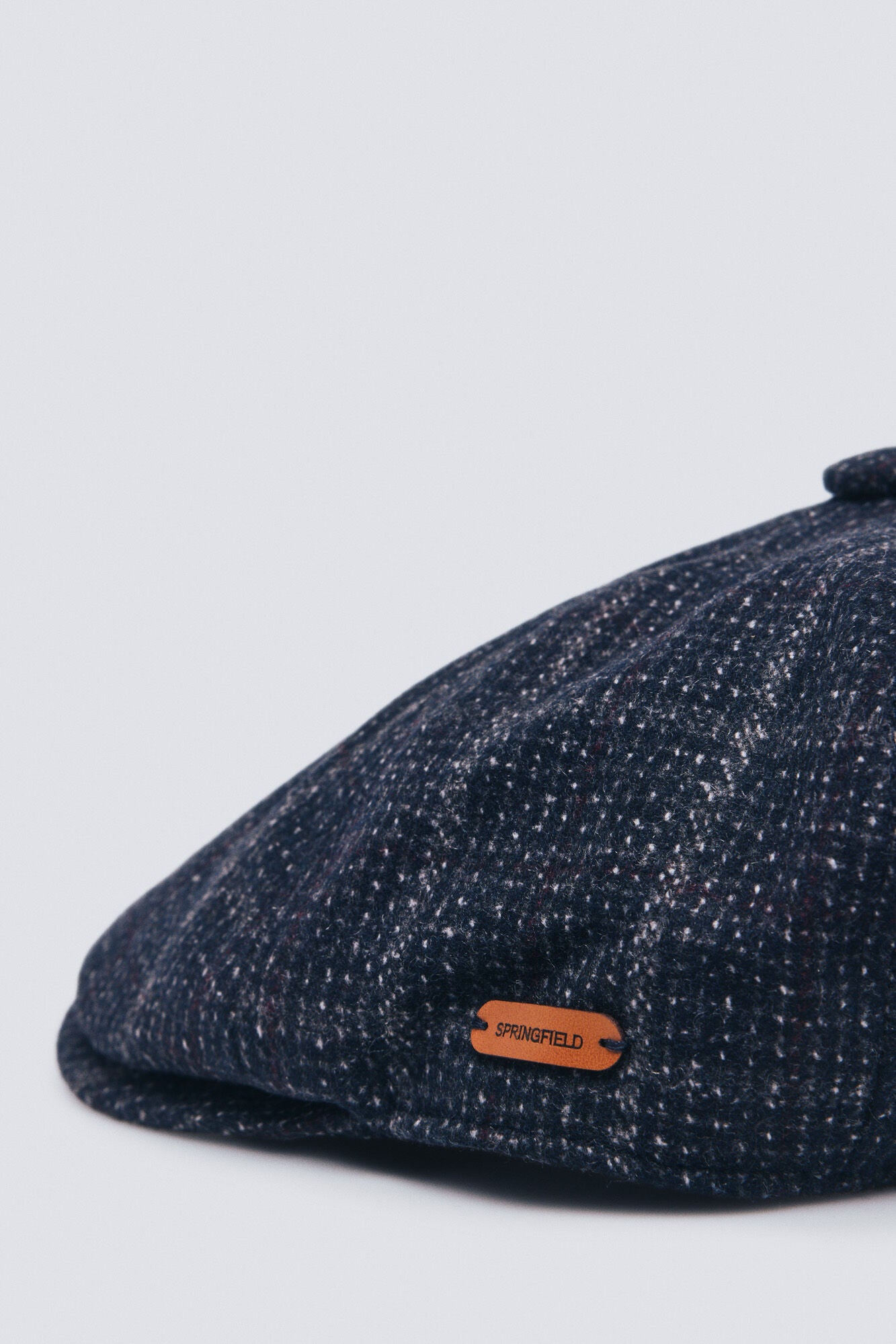 Springfield_Dark Blue_Blue Wool Blend Herringbone Flat Cap_0122836_11_07