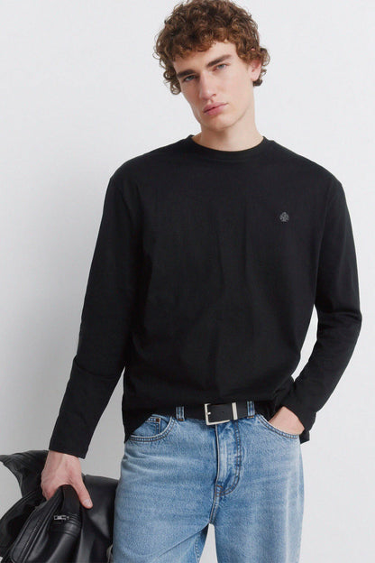 Springfield Black Men Carbon Long Sleeve T-Shirt SKU: 0223727_01 Image 01