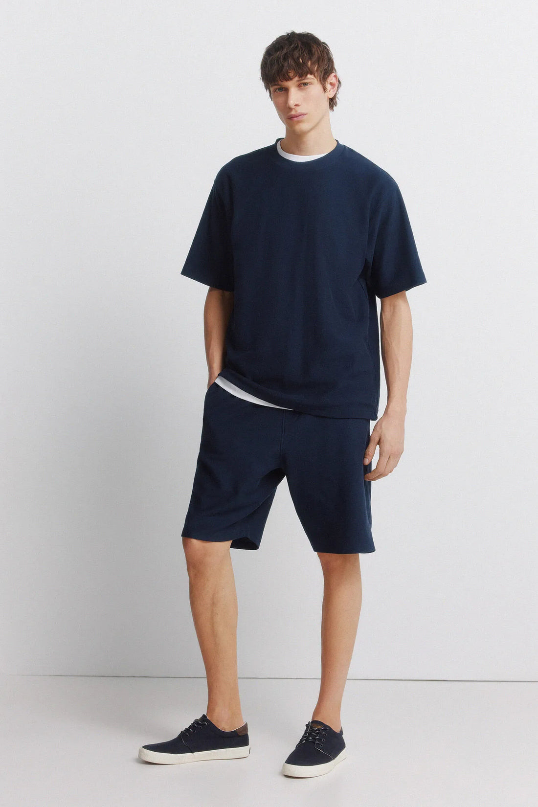 Springfield Blue Men Fleece Bermuda Shorts SKU: 0223735_12 Image 01