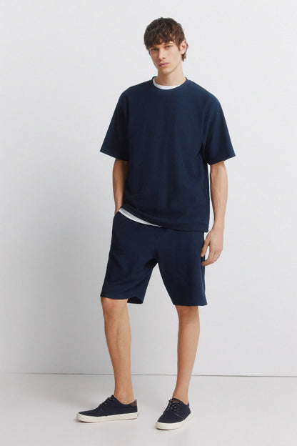 Springfield Blue Men Fleece Bermuda Shorts SKU: 0223735_12 Image 01