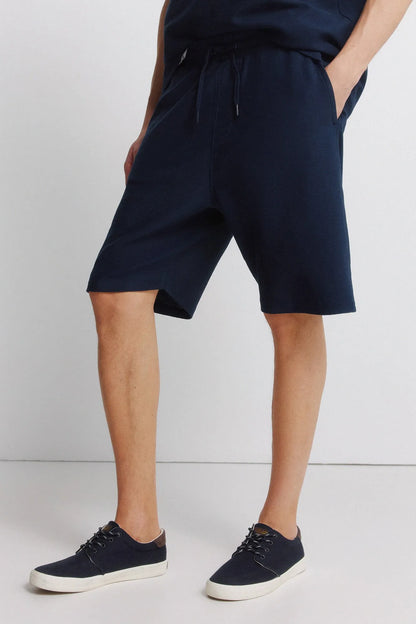 Springfield Blue Men Fleece Bermuda Shorts SKU: 0223735_12 Image 02