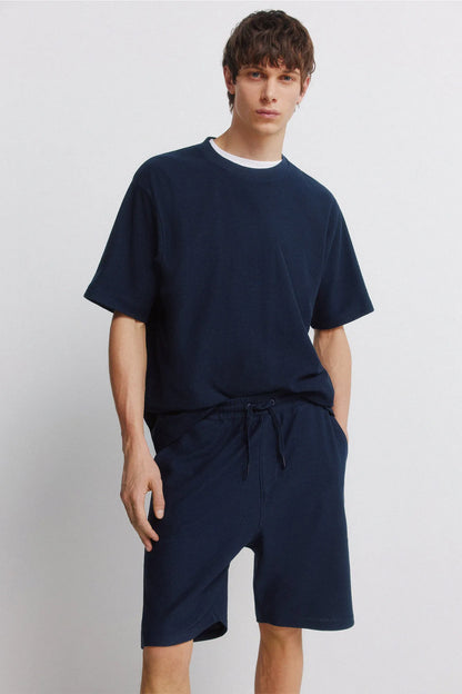Springfield Blue Men Fleece Bermuda Shorts SKU: 0223735_12 Image 03