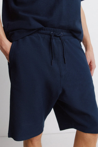 Springfield Blue Men Fleece Bermuda Shorts SKU: 0223735_12 Image 04