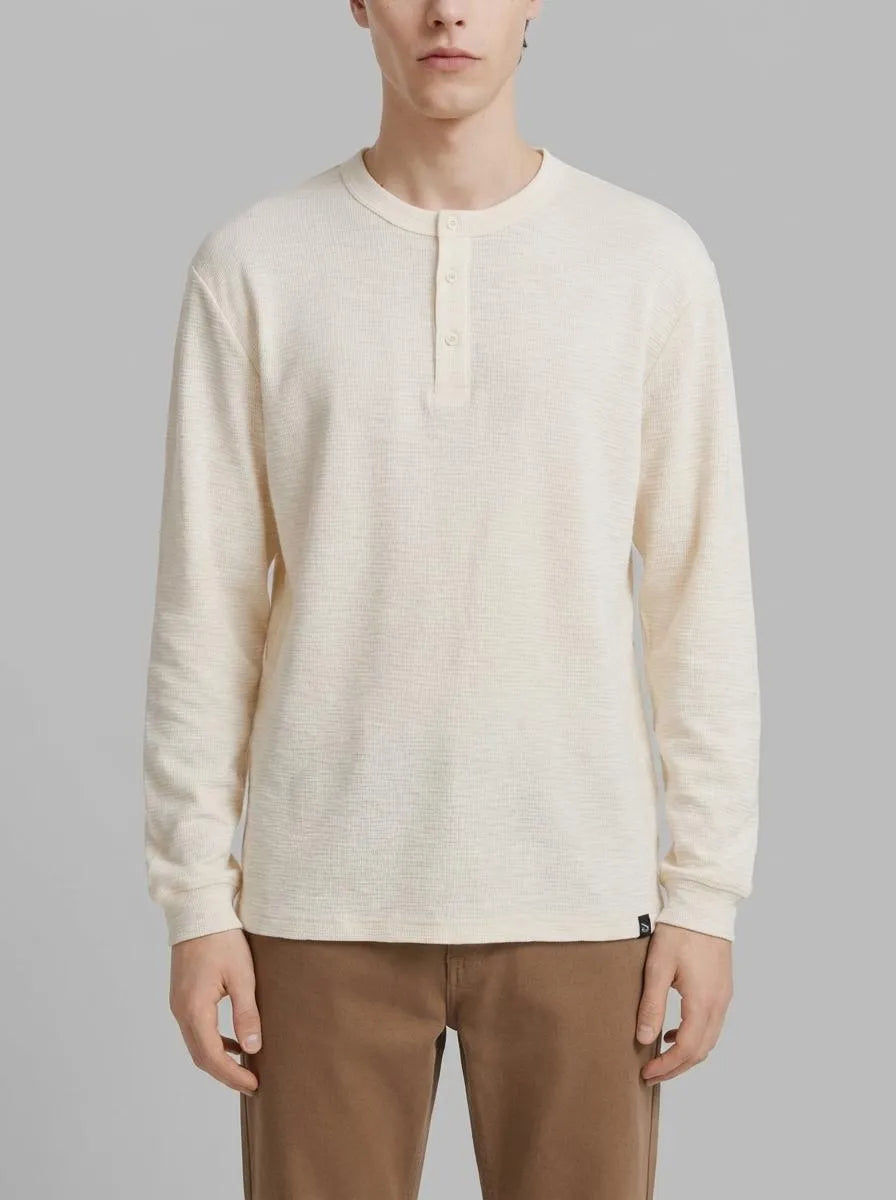 Springfield White Men Checked Placket Long Sleeve T-Shirt SKU: 0223737_97 Image 00