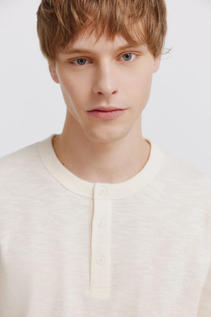 Springfield White Men Checked Placket Long Sleeve T-Shirt SKU: 0223737_97 Image 03