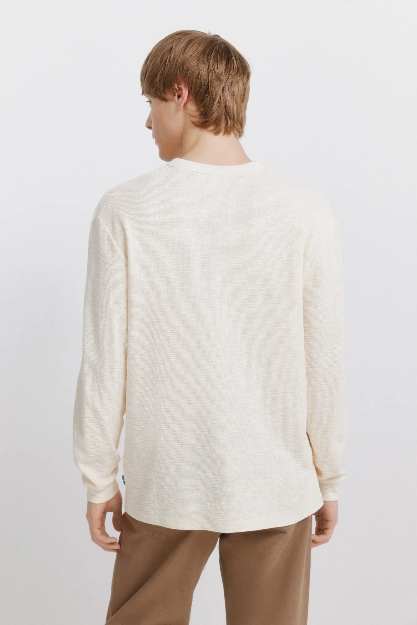 Springfield White Men Checked Placket Long Sleeve T-Shirt SKU: 0223737_97 Image 05