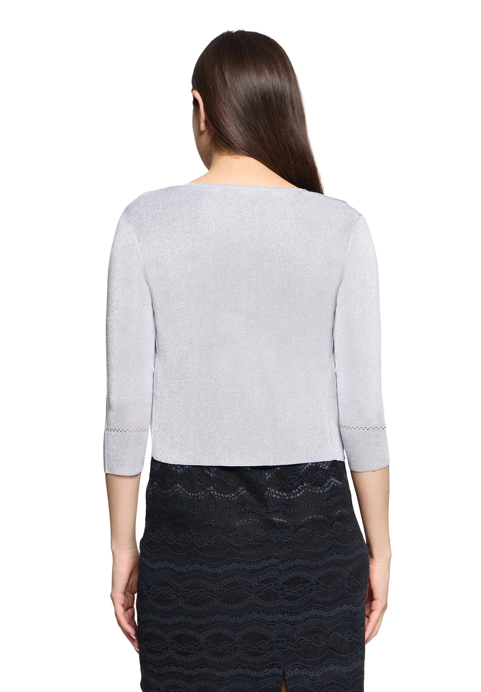 Vera Mont Grey/Silver Women Open Knit Bolero SKU: 0225-4818_9894 Image 03