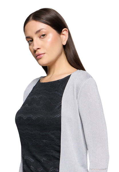Vera Mont Grey/Silver Women Open Knit Bolero SKU: 0225-4818_9894 Image 04