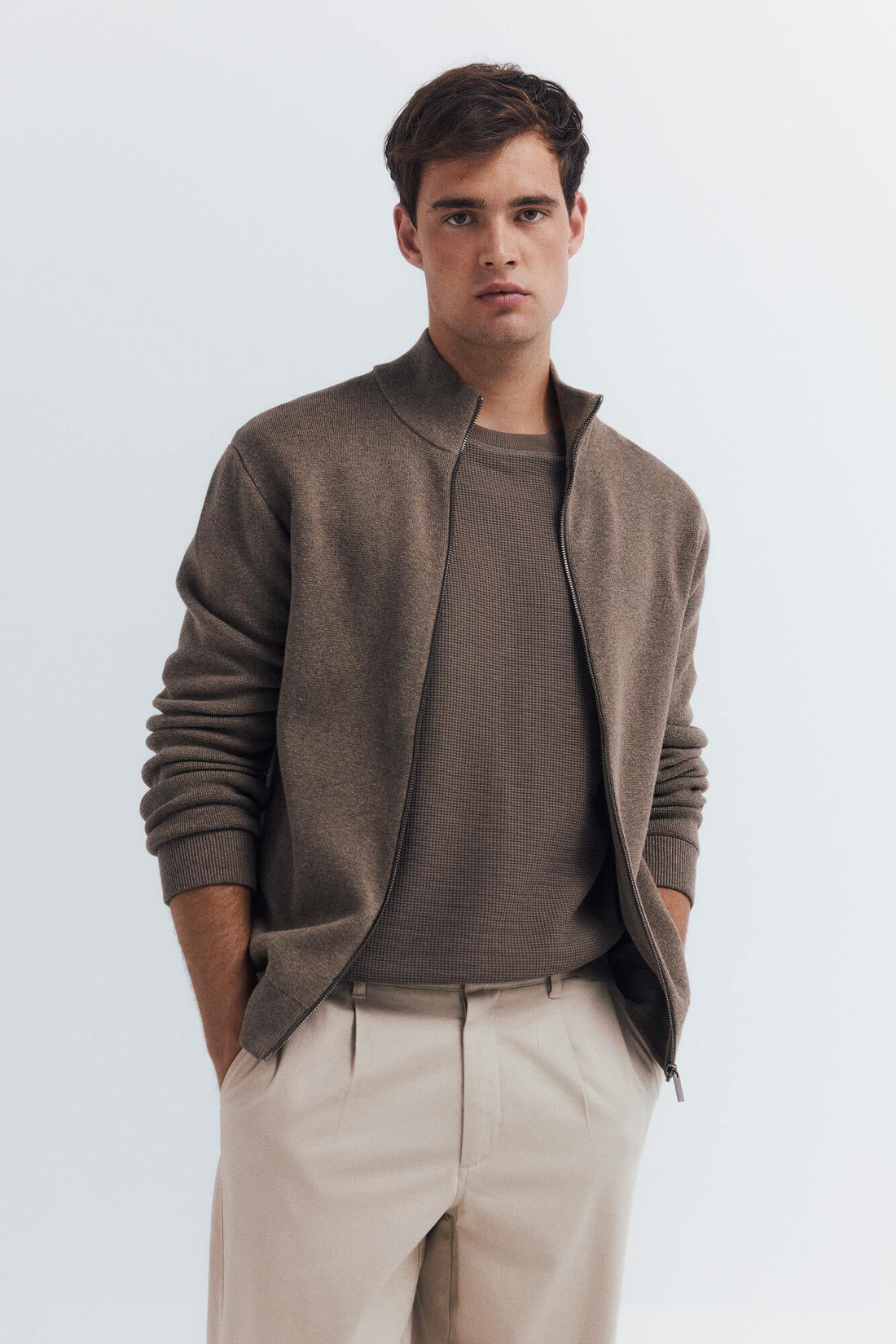 Springfield_Tan_Milano Zip Fastening Cardigan_0232604_35_01