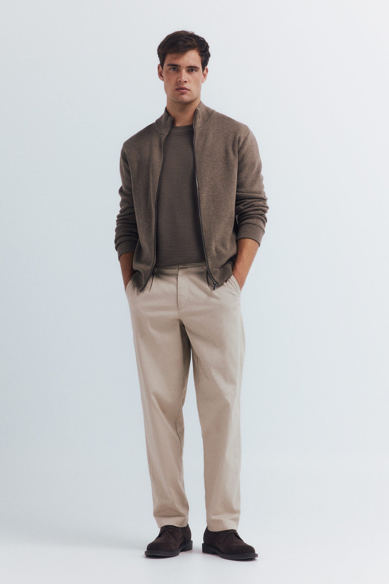 Springfield_Tan_Milano Zip Fastening Cardigan_0232604_35_04