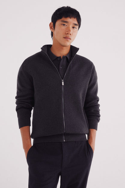 Springfield_Dark_Grey_Milano Zip Fastening Cardigan_0232604_42_03