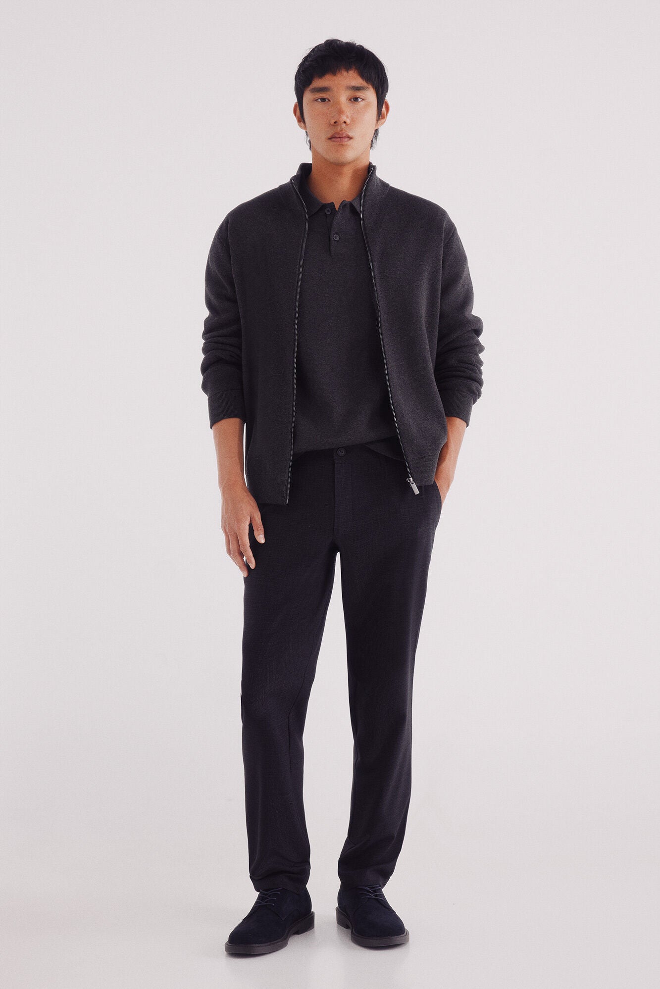 Springfield_Dark_Grey_Milano Zip Fastening Cardigan_0232604_42_04