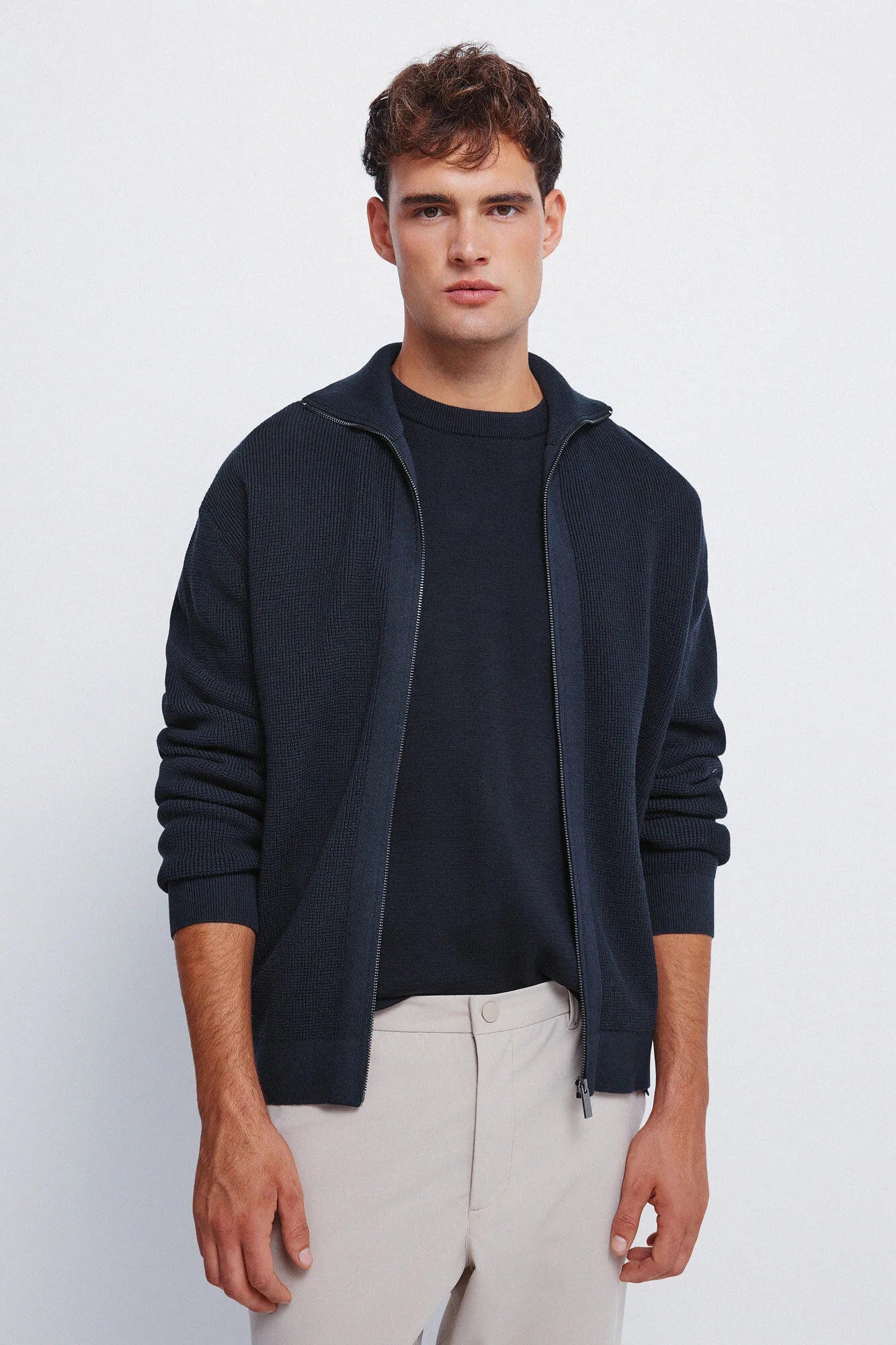 Springfield_Dark Blue_Zip Fastening Cardigan Cardigan_0232610_11_01