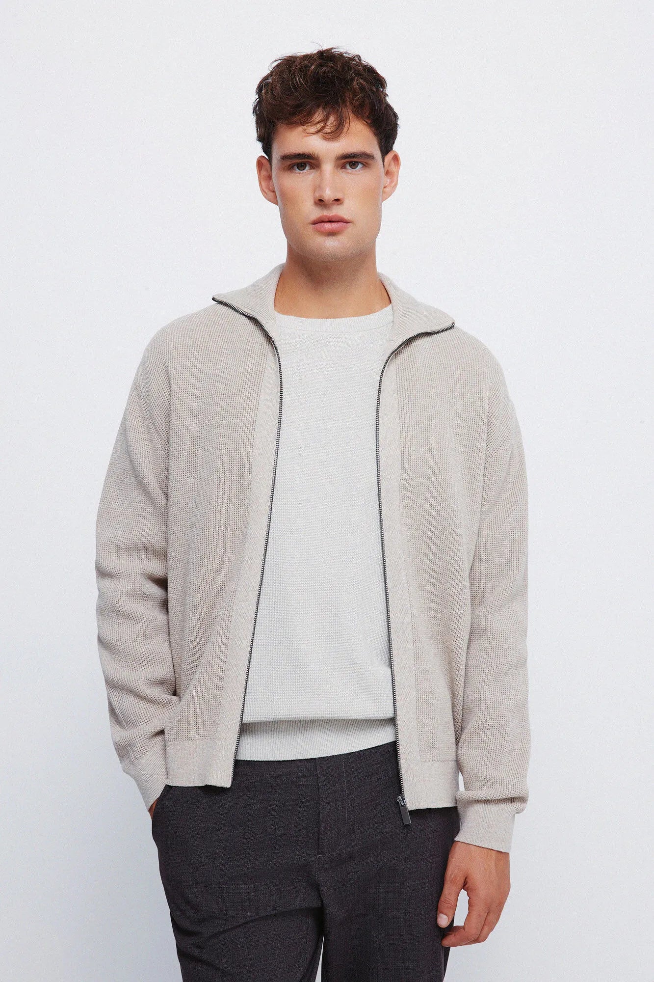 Springfield_Sand_Zip Fastening Cardigan Cardigan_0232610_36_01