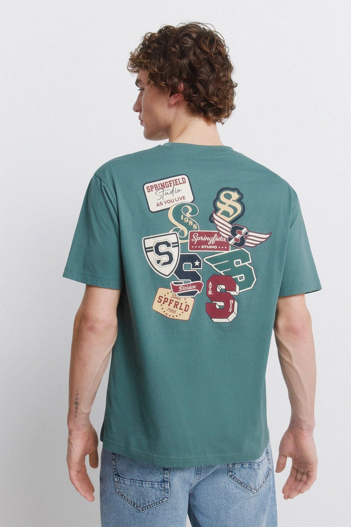 Springfield Blue Men Logo T-Shirt Springfield SKU: 0243376_87 Image 02