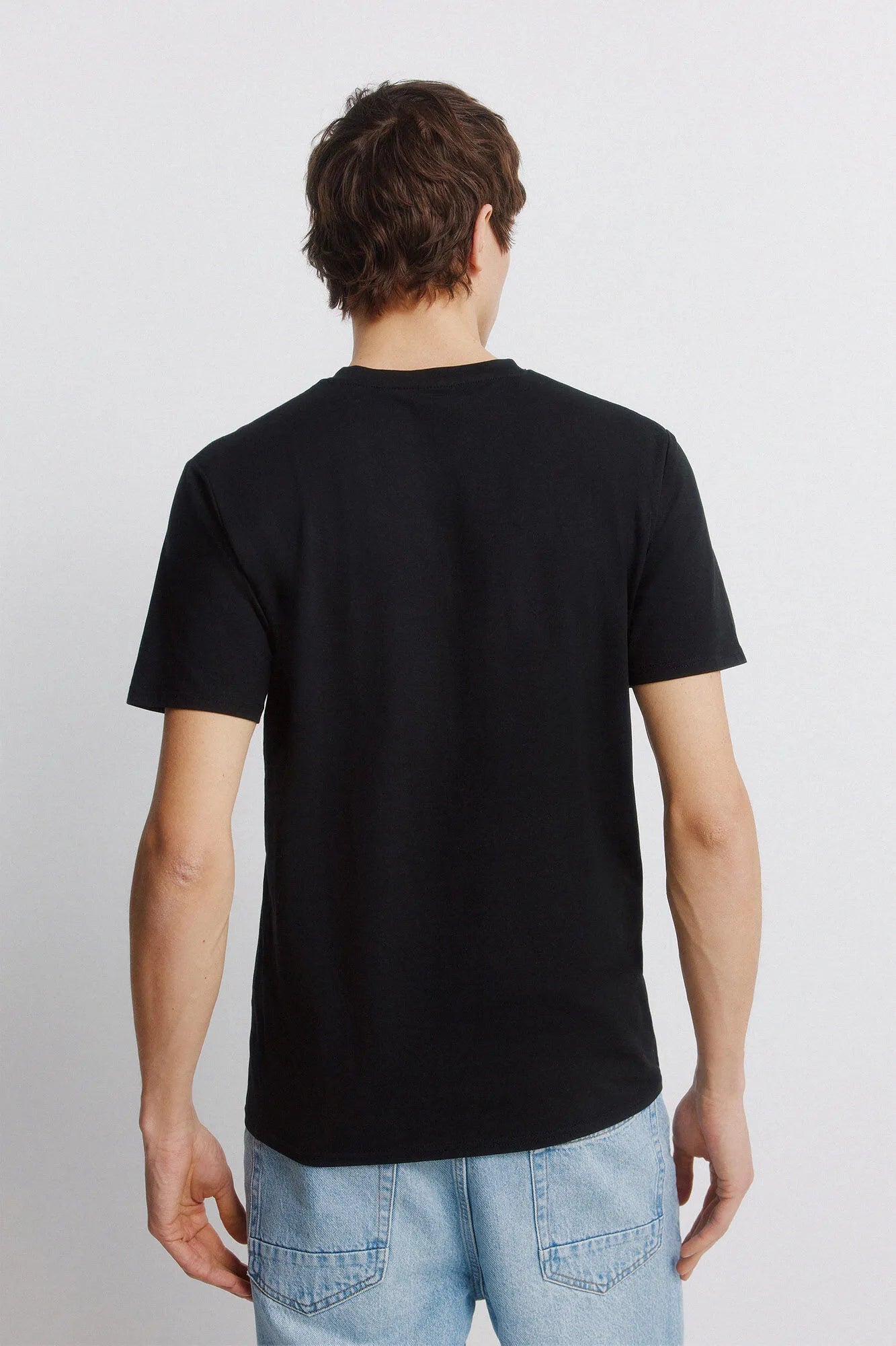 Springfield Black Men Lycra V-Neck Slim Fit T-Shirt SKU: 0243379_01 Image 04