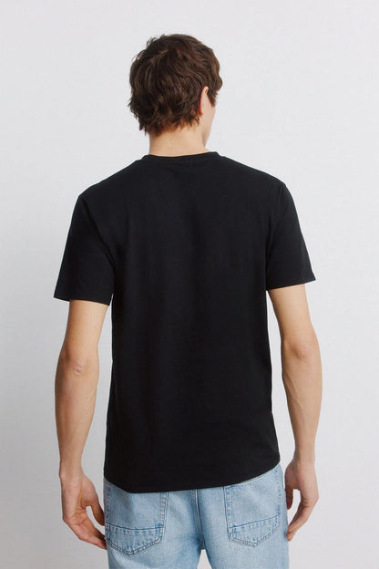 Springfield Black Men Lycra V-Neck Slim Fit T-Shirt SKU: 0243379_01 Image 04