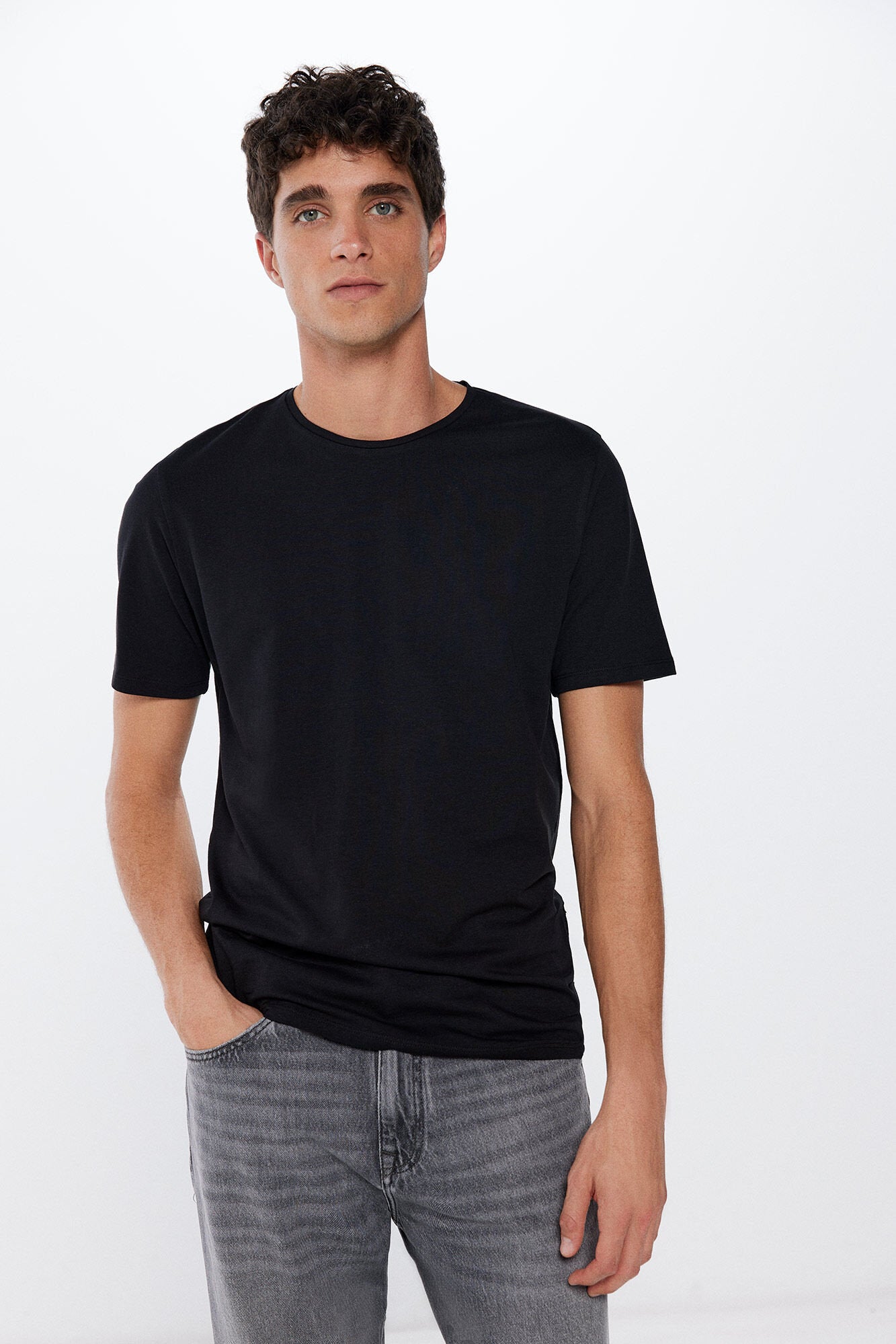 Basic Plain Crew Neck T Shirt_0247062_01_01