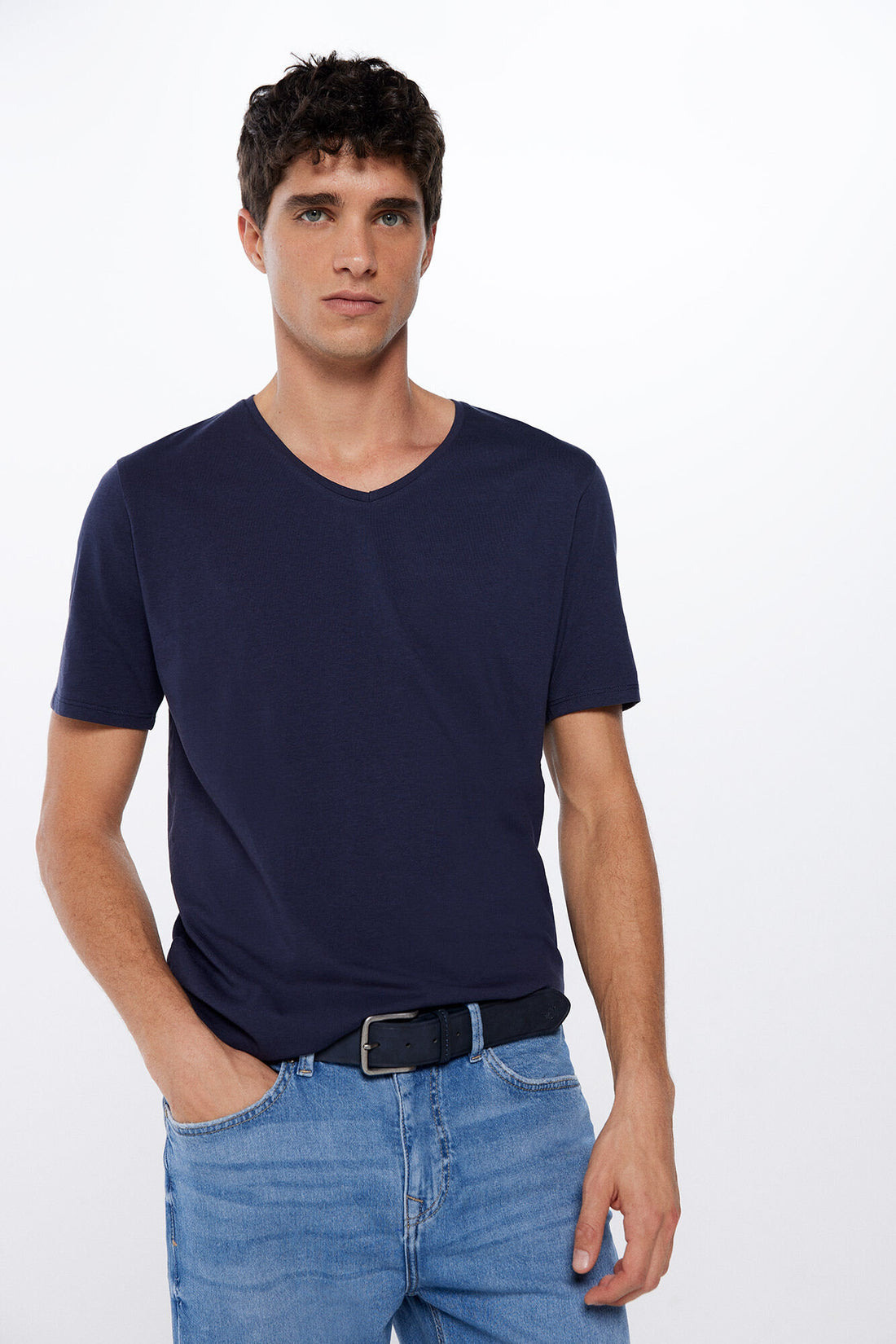 Basic Plain V Neck T Shirt_0247063_11_01