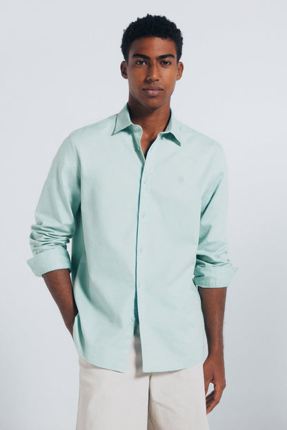 Springfield_Green_Textured Shirt_0272776_27_01