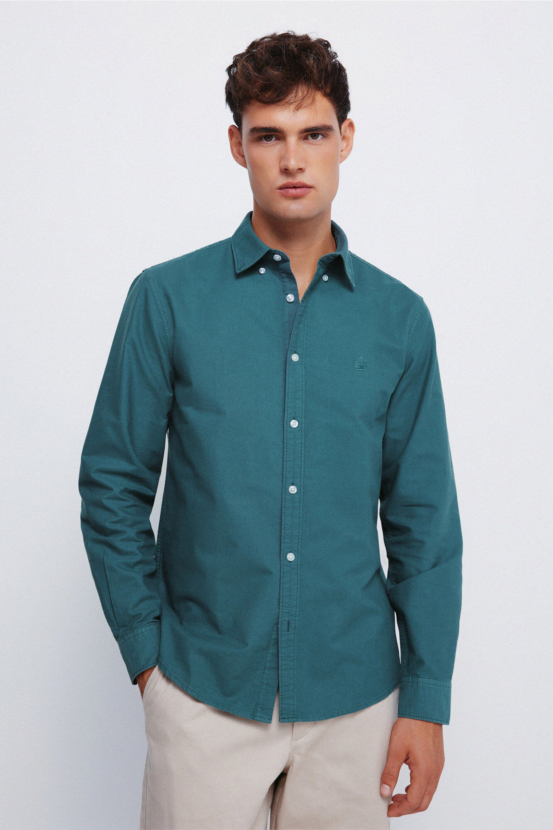 Springfield_Green_Garment Dyed Oxford Shirt_0272782_22_01
