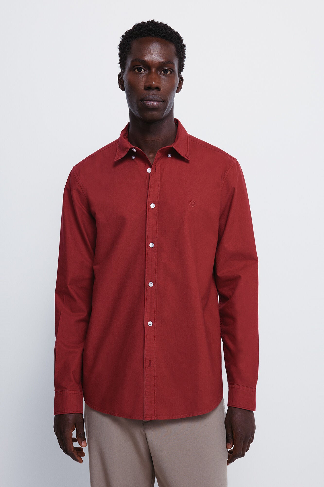 Springfield_Red_Garment Dyed Oxford Shirt_0272782_60_01