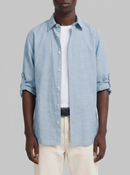 Springfield Blue Men Slub Cotton Shirt SKU: 0273619_14 Image 00