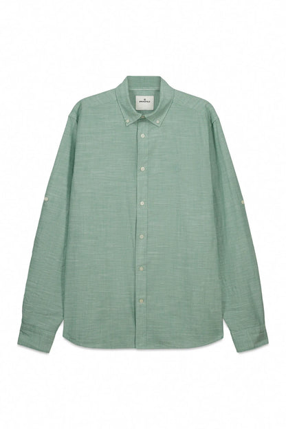 Springfield Green Men Slub Cotton Shirt SKU: 0273619_25 Image 05