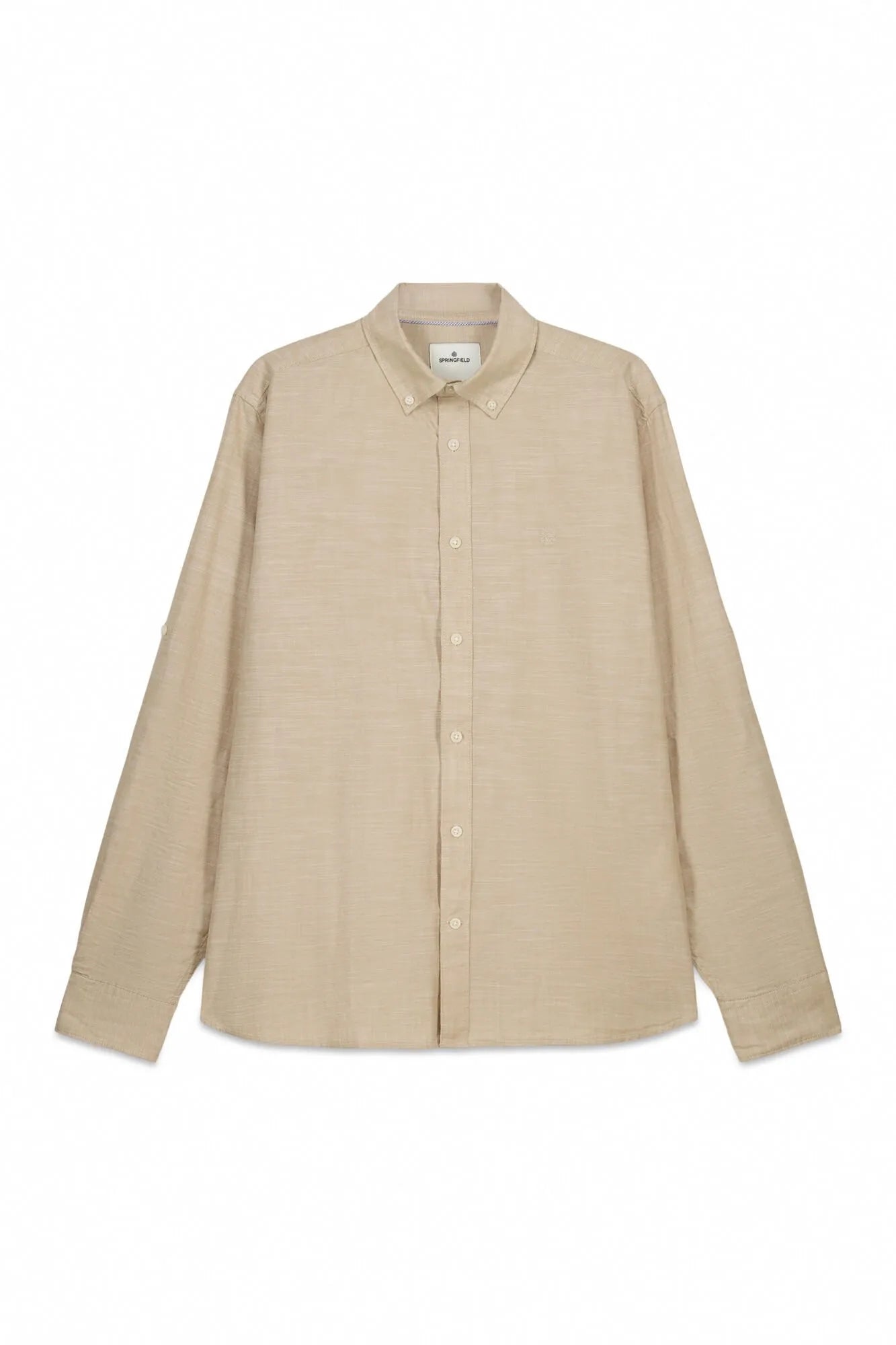 Springfield Beige Men Slub Cotton Shirt SKU: 0273619_54 Image 05