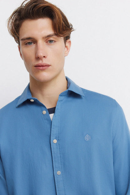 Springfield Blue Men Textured Shirt SKU: 0273621_14 Image 02