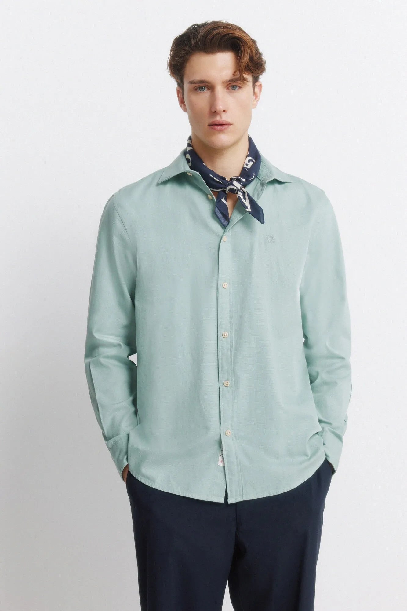 Springfield Green Men Textured Shirt SKU: 0273621_27 Image 01