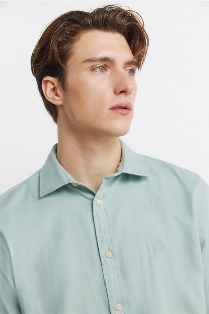 Springfield Green Men Textured Shirt SKU: 0273621_27 Image 02