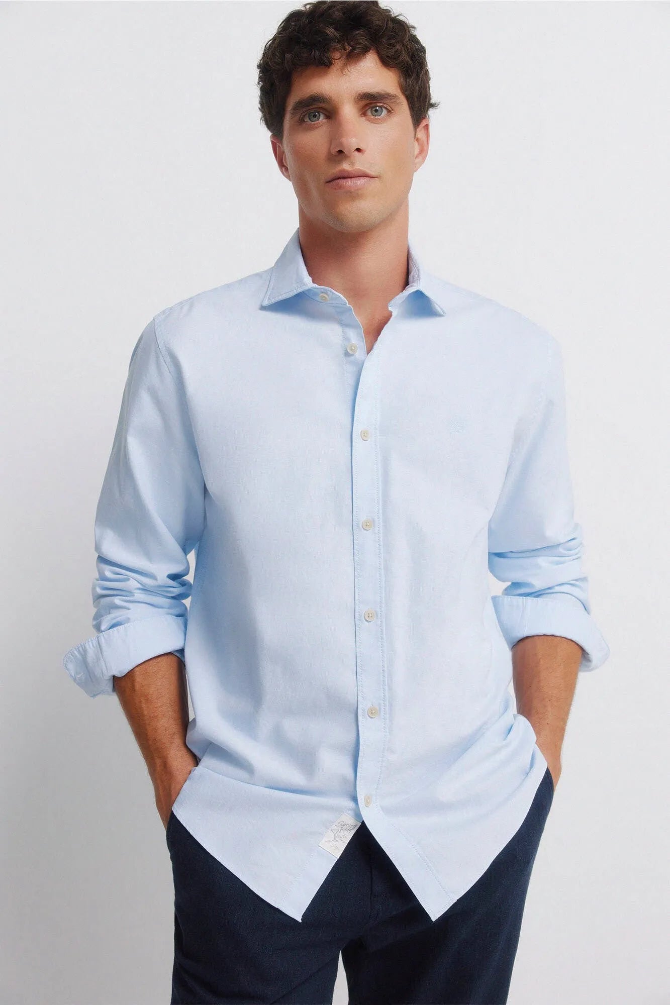 Springfield Blue Men Lightweight Oxford Shirt SKU: 0273624_16 Image 01