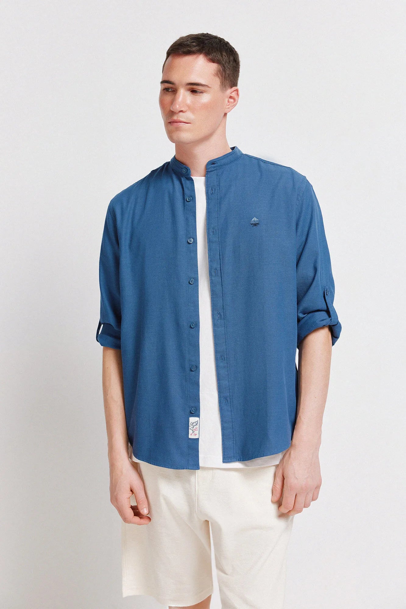 Springfield Blue Men Structured Shirt SKU: 0273625_13 Image 01