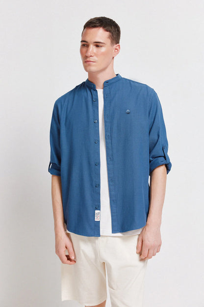 Springfield Blue Men Structured Shirt SKU: 0273625_13 Image 01
