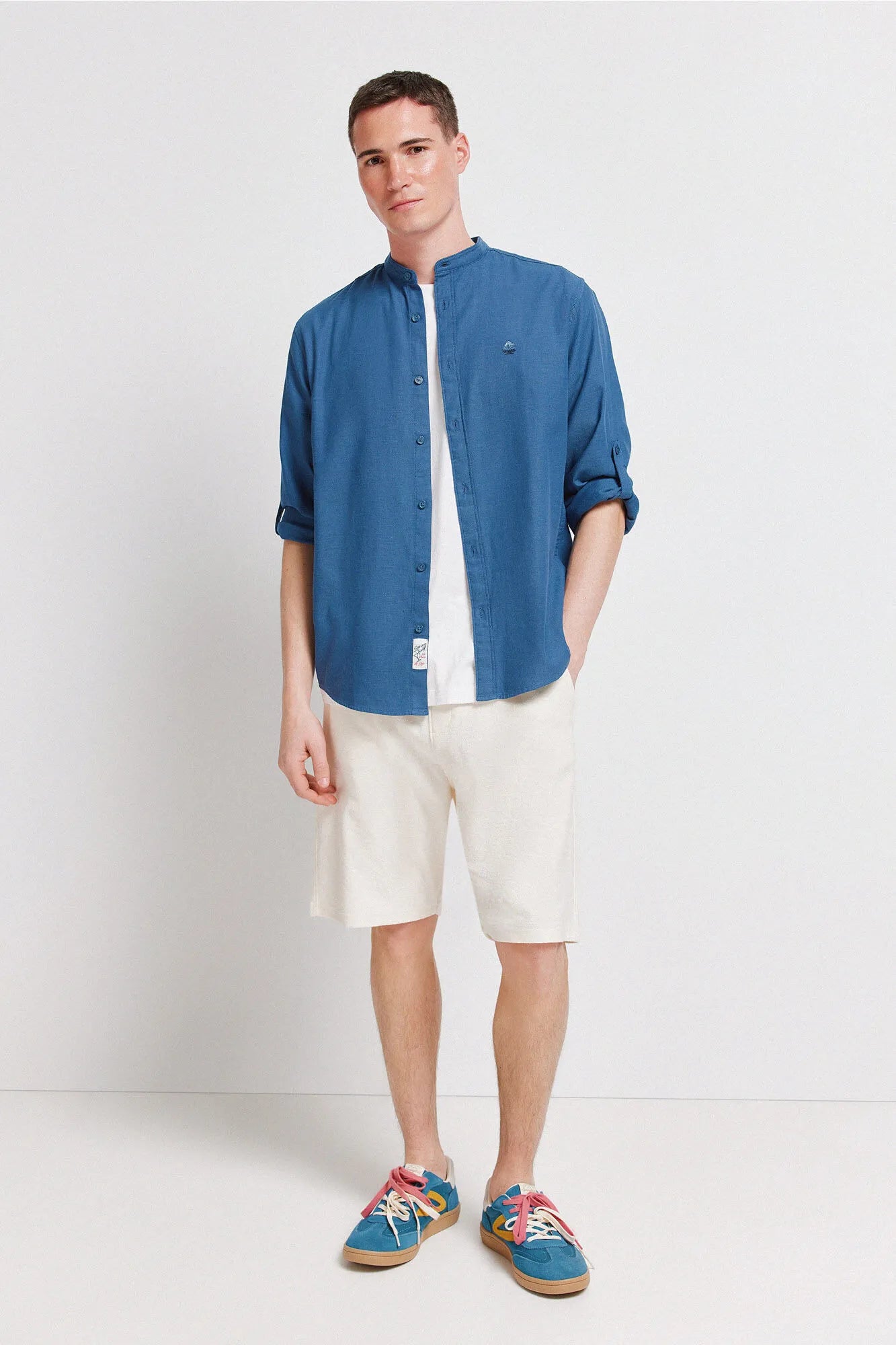 Springfield Blue Men Structured Shirt SKU: 0273625_13 Image 02