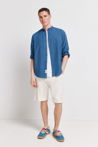 Springfield Blue Men Structured Shirt SKU: 0273625_13 Image 02
