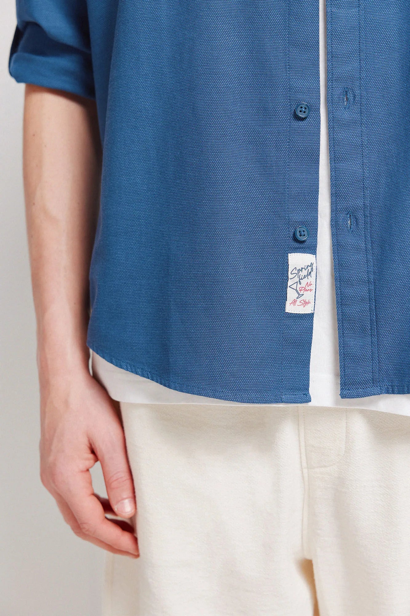 Springfield Blue Men Structured Shirt SKU: 0273625_13 Image 04